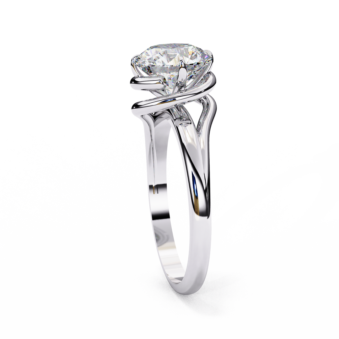 Round Cut Moissanite Engagement Ring | Twisted Rose Gold Solitaire | Ethical & Sustainable Bridal Ring
