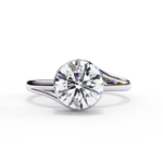 Load image into Gallery viewer, Round Cut Moissanite Engagement Ring | Twisted Rose Gold Solitaire | Ethical &amp; Sustainable Bridal Ring
