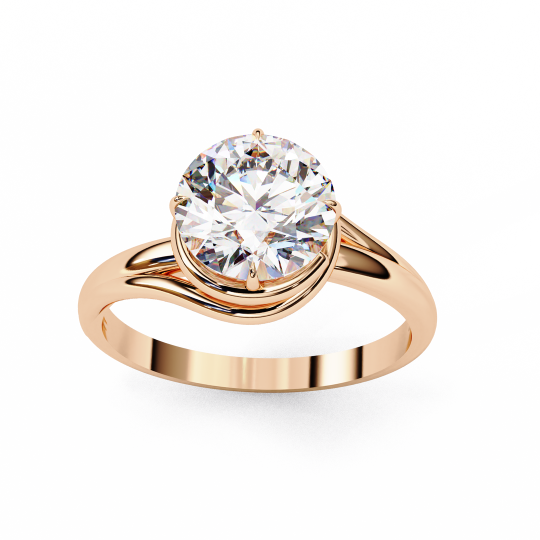 Round Cut Moissanite Engagement Ring | Twisted Rose Gold Solitaire | Ethical & Sustainable Bridal Ring