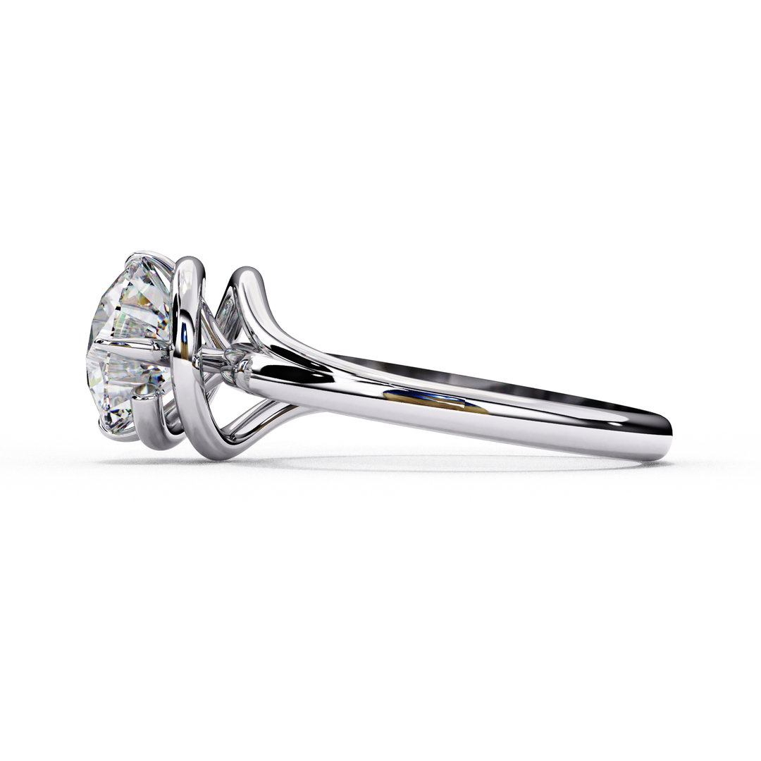 Round Cut Moissanite Engagement Ring | Twisted Rose Gold Solitaire | Ethical & Sustainable Bridal Ring