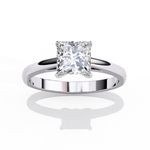 Load image into Gallery viewer, Princess Cut Moissanite Engagement Ring | Classic Solitaire in White Gold | Ethical &amp; Affordable Alternative to Diamond
