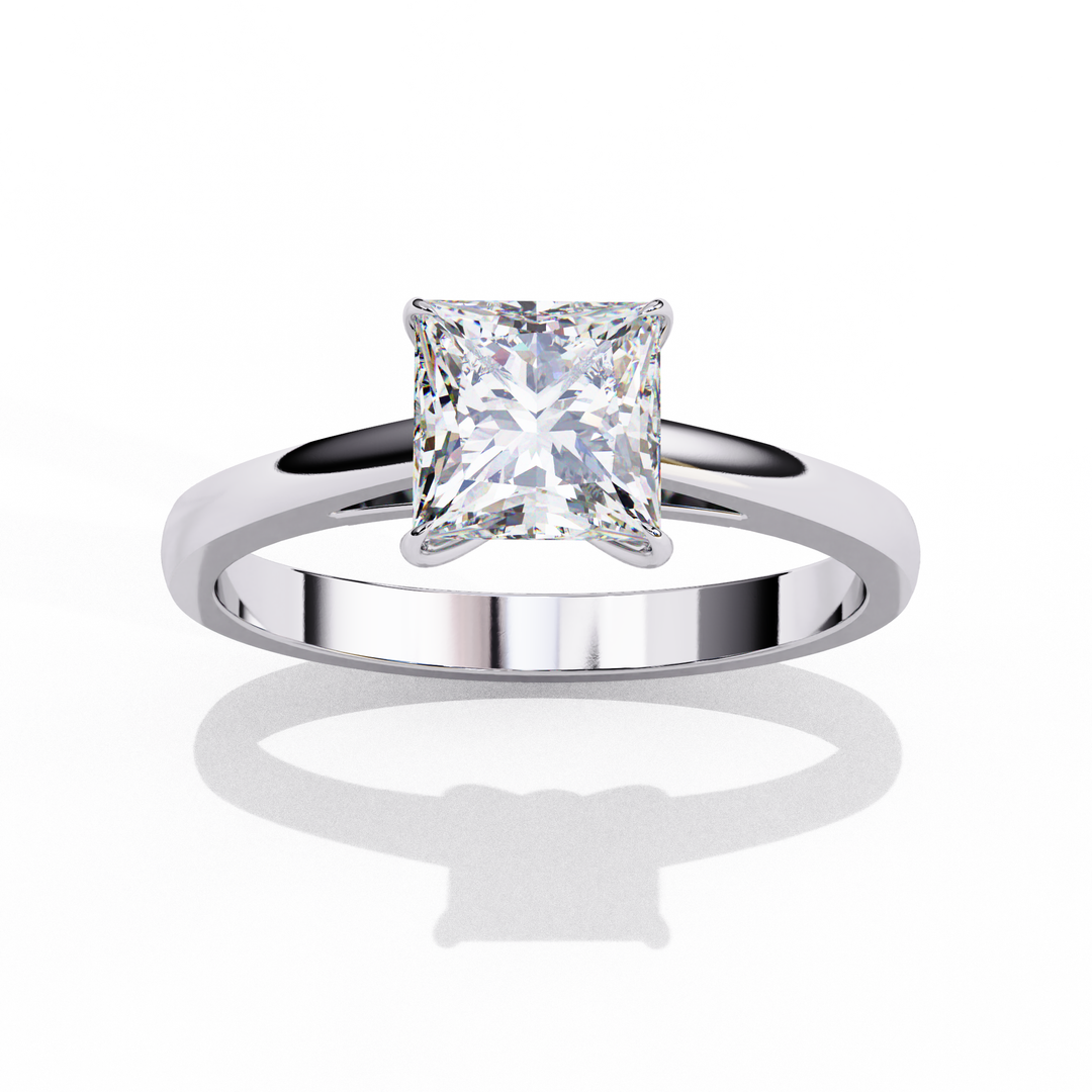 Princess Cut Moissanite Engagement Ring | Classic Solitaire in White Gold | Ethical & Affordable Alternative to Diamond