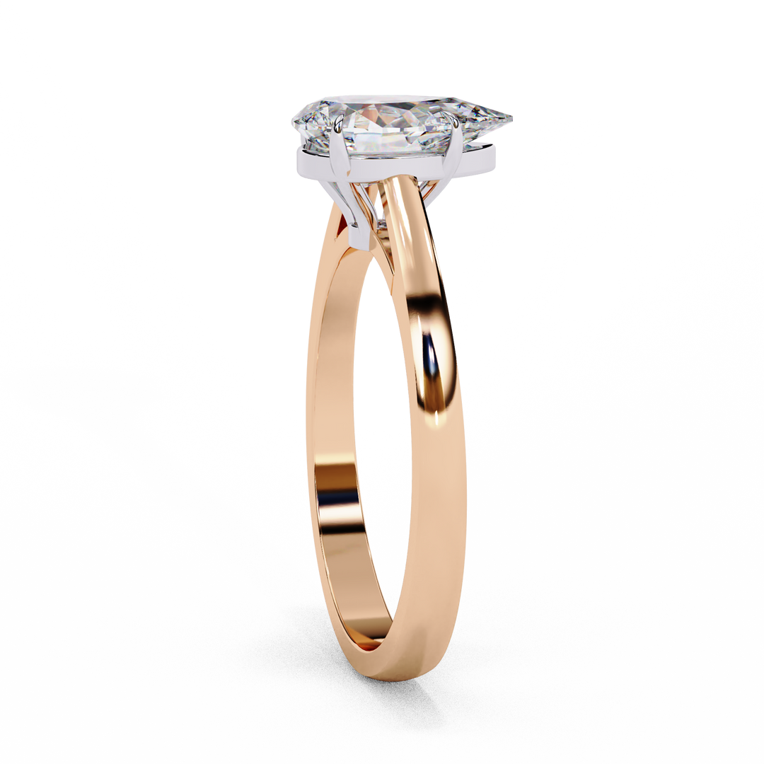 Pear Cut Lab-Grown Diamond Engagement Ring in Rose Gold | Teardrop Solitaire Ring | Sustainable & Elegant