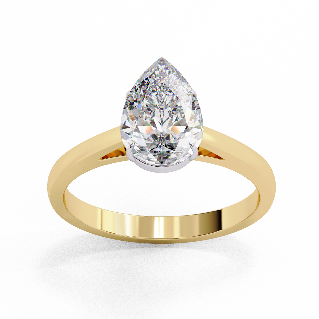 Pear Cut Lab-Grown Diamond Engagement Ring in Rose Gold | Teardrop Solitaire Ring | Sustainable & Elegant