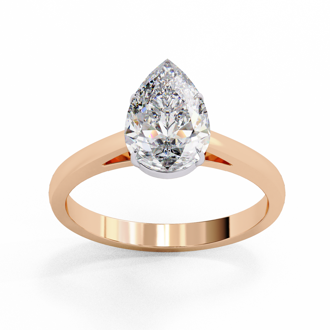 Pear Cut Lab-Grown Diamond Engagement Ring in Rose Gold | Teardrop Solitaire Ring | Sustainable & Elegant