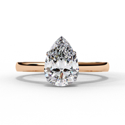 Pear Cut Moissanite Engagement Ring in Rose Gold | Teardrop Solitaire Ring | Ethical & Affordable Luxury