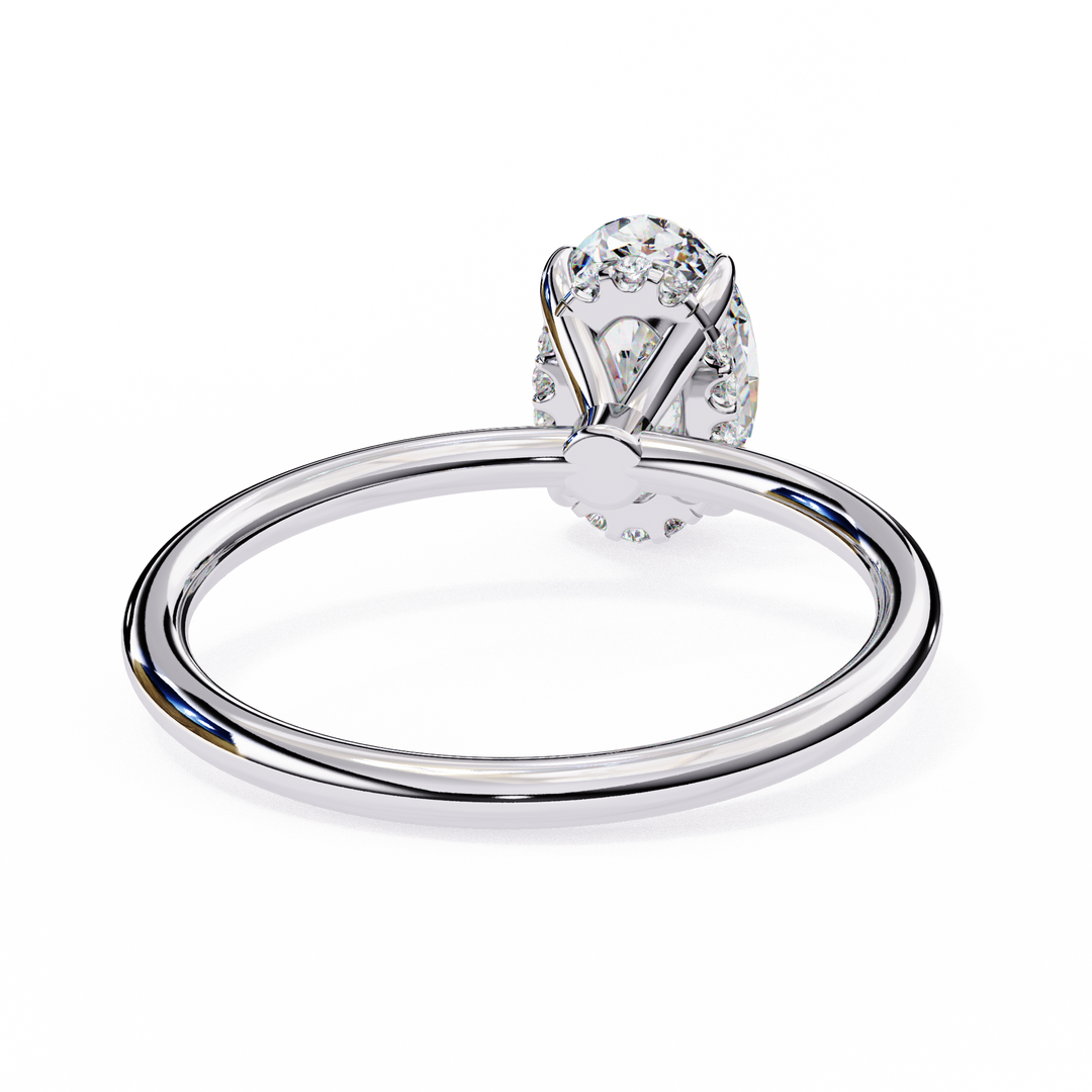 Oval Cut Lab-Grown Diamond Engagement Ring with Hidden Halo | Elegant White Gold Solitaire | Sustainable Luxury Ring