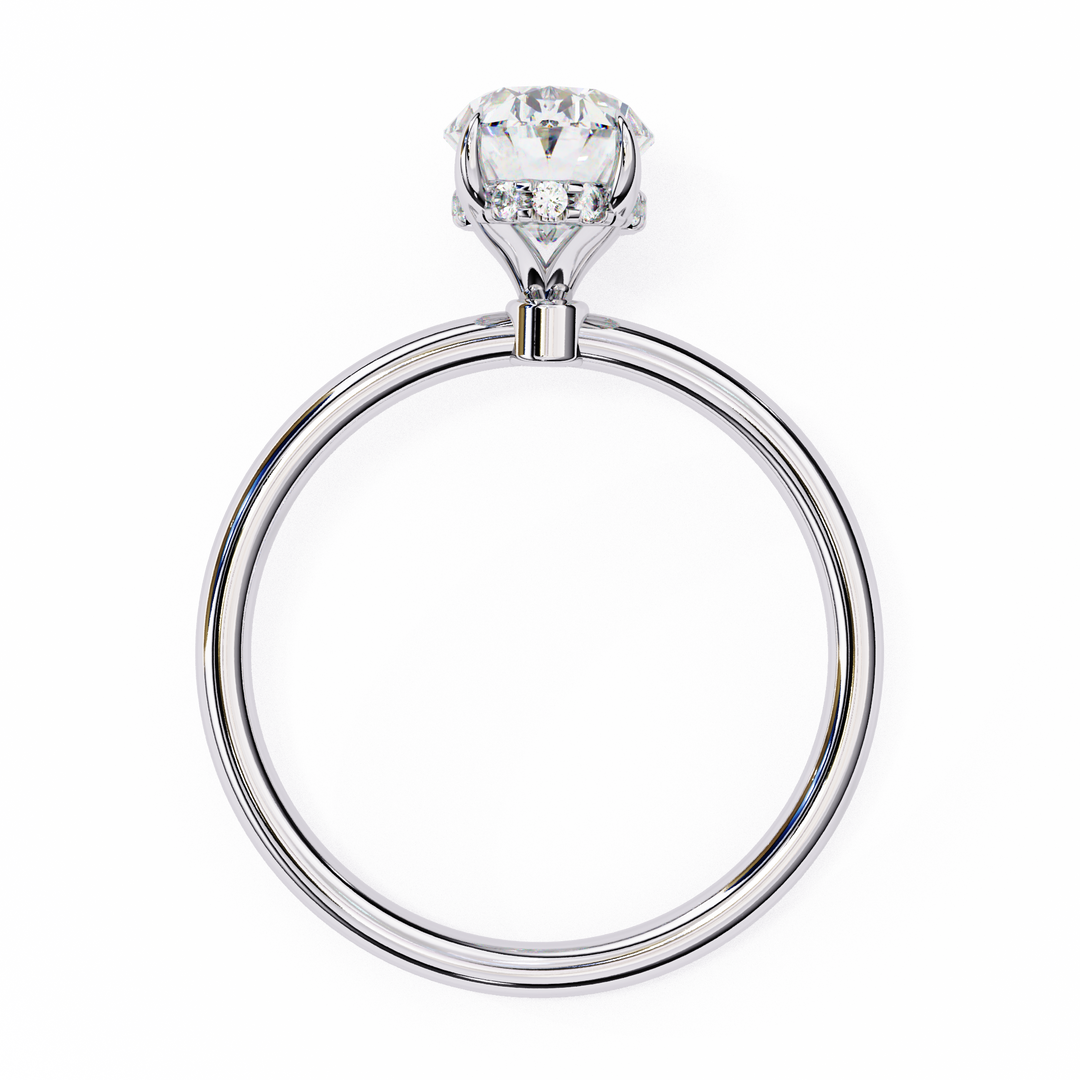Oval Cut Lab-Grown Diamond Engagement Ring with Hidden Halo | Elegant White Gold Solitaire | Sustainable Luxury Ring
