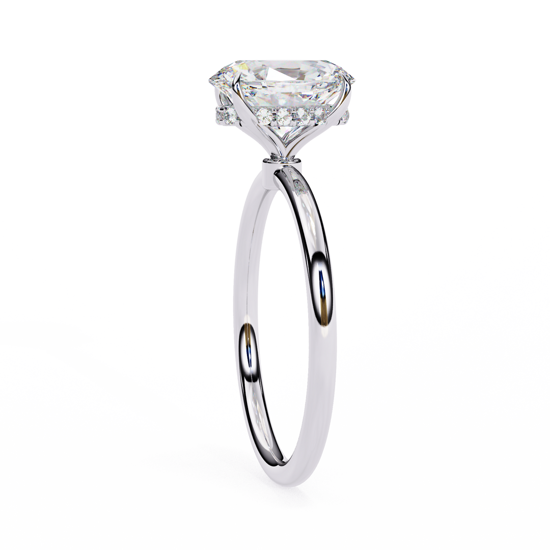 Oval Cut Lab-Grown Diamond Engagement Ring with Hidden Halo | Elegant White Gold Solitaire | Sustainable Luxury Ring