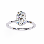 Load image into Gallery viewer, Oval Cut Lab-Grown Diamond Engagement Ring with Hidden Halo | Elegant White Gold Solitaire | Sustainable Luxury Ring
