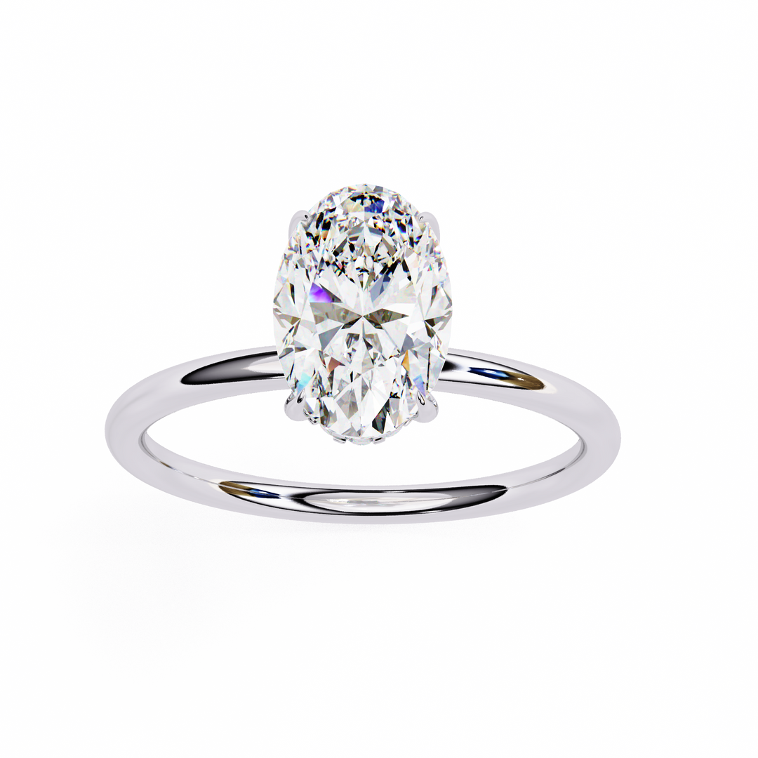 Oval Cut Lab-Grown Diamond Engagement Ring with Hidden Halo | Elegant White Gold Solitaire | Sustainable Luxury Ring