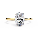 Load image into Gallery viewer, Oval Cut Lab-Grown Diamond Engagement Ring with Hidden Halo | Elegant White Gold Solitaire | Sustainable Luxury Ring
