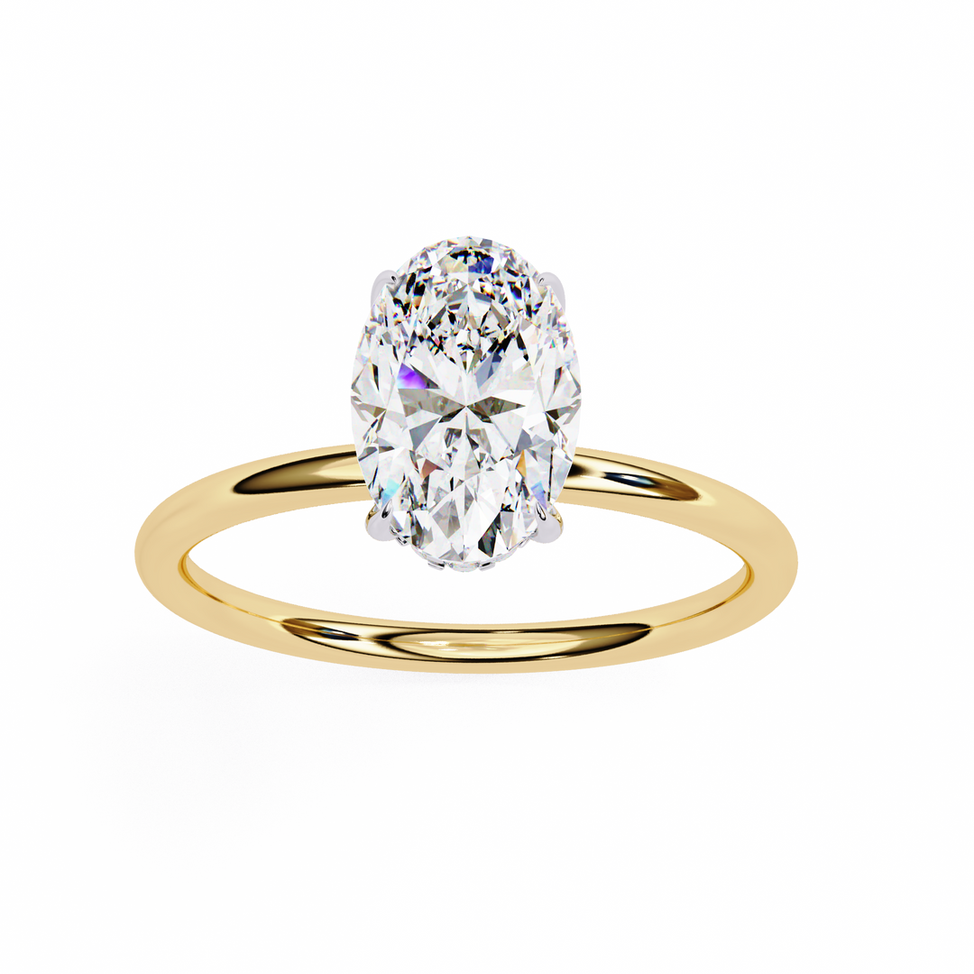 Oval Cut Lab-Grown Diamond Engagement Ring with Hidden Halo | Elegant White Gold Solitaire | Sustainable Luxury Ring