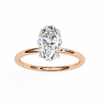 Load image into Gallery viewer, Oval Cut Lab-Grown Diamond Engagement Ring with Hidden Halo | Elegant White Gold Solitaire | Sustainable Luxury Ring
