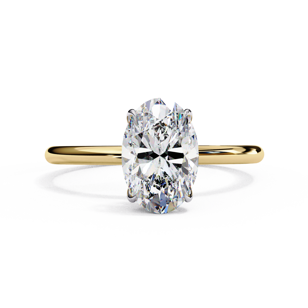 Oval Cut Lab-Grown Diamond Engagement Ring with Hidden Halo | Elegant White Gold Solitaire | Sustainable Luxury Ring