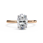 Load image into Gallery viewer, Oval Cut Lab-Grown Diamond Engagement Ring with Hidden Halo | Elegant White Gold Solitaire | Sustainable Luxury Ring
