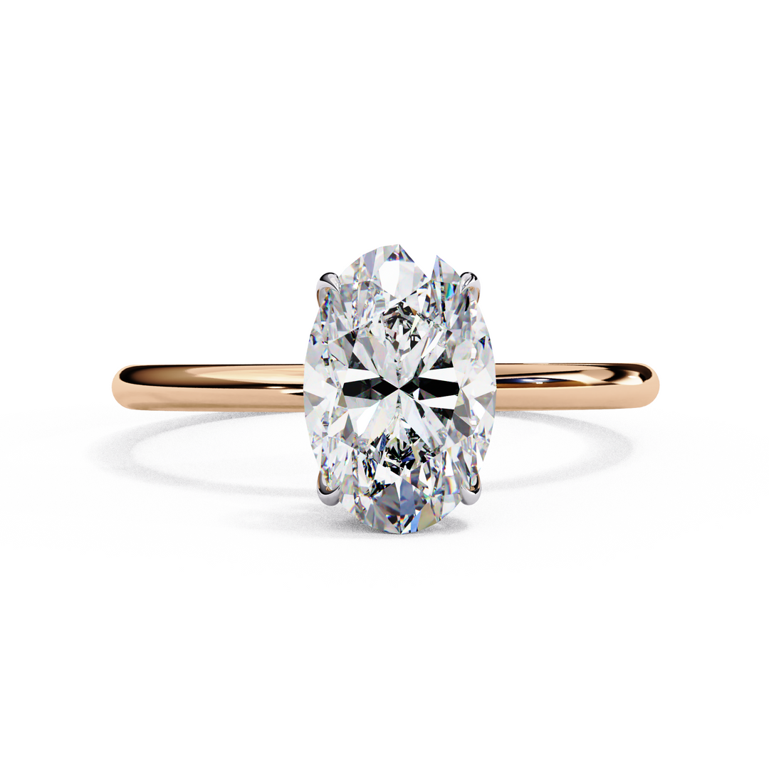 Oval Cut Lab-Grown Diamond Engagement Ring with Hidden Halo | Elegant White Gold Solitaire | Sustainable Luxury Ring