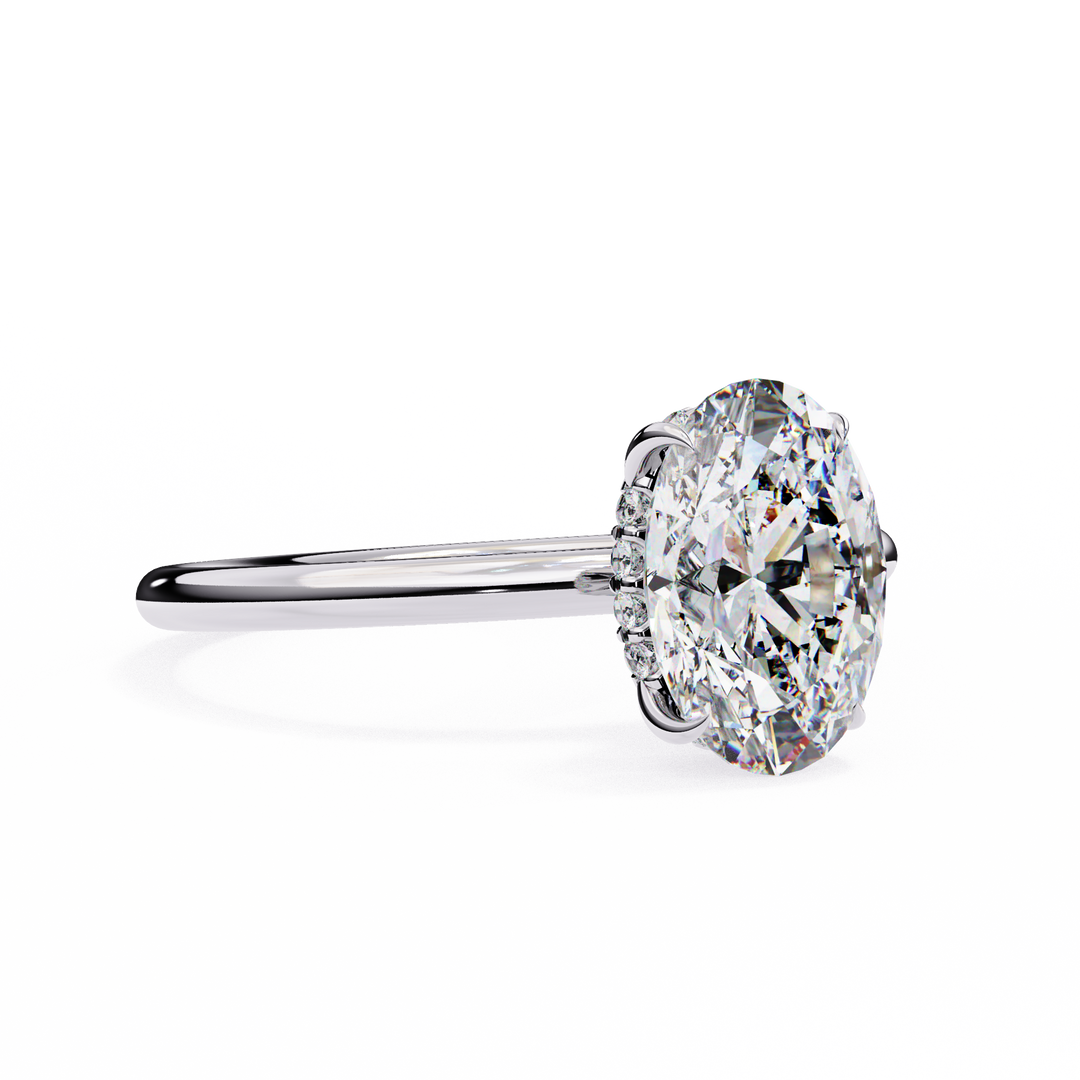 Oval Cut Lab-Grown Diamond Engagement Ring with Hidden Halo | Elegant White Gold Solitaire | Sustainable Luxury Ring