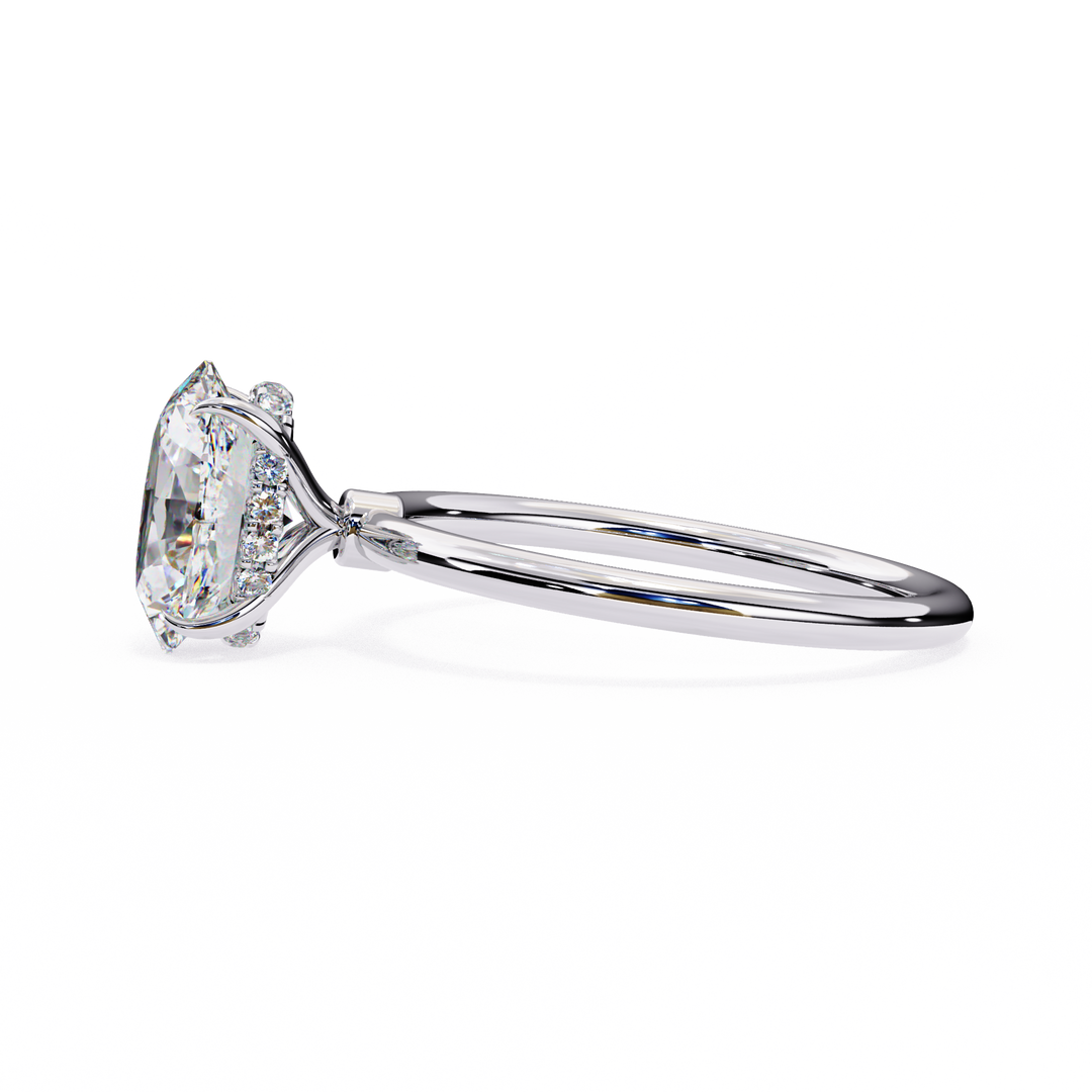 Oval Cut Lab-Grown Diamond Engagement Ring with Hidden Halo | Elegant White Gold Solitaire | Sustainable Luxury Ring