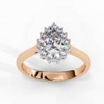 Load image into Gallery viewer, Pear Cut Lab Grown Diamond Engagement Ring With Starburst Halo
