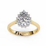 Load image into Gallery viewer, Pear Cut Lab Grown Diamond Engagement Ring With Starburst Halo
