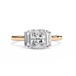 Load image into Gallery viewer, Radiant Cut Moissanite Engagement Ring with Baguette Side Stones
