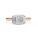 Load image into Gallery viewer, Emerald Cut Lab Grown Diamond Engagement Ring | Baguette Side Stones
