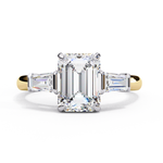 Load image into Gallery viewer, Emerald Cut Moissanite Engagement Ring | Baguette Side Stones
