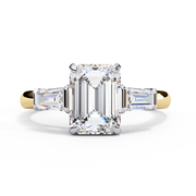 Emerald Cut Moissanite Engagement Ring | Baguette Side Stones