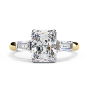 Radiant Cut Lab Grown Diamond Engagement Ring with Baguette Side Stones