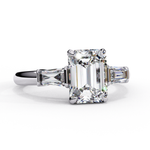 Load image into Gallery viewer, Emerald Cut Moissanite Engagement Ring | Baguette Side Stones
