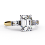 Load image into Gallery viewer, Emerald Cut Moissanite Engagement Ring | Baguette Side Stones
