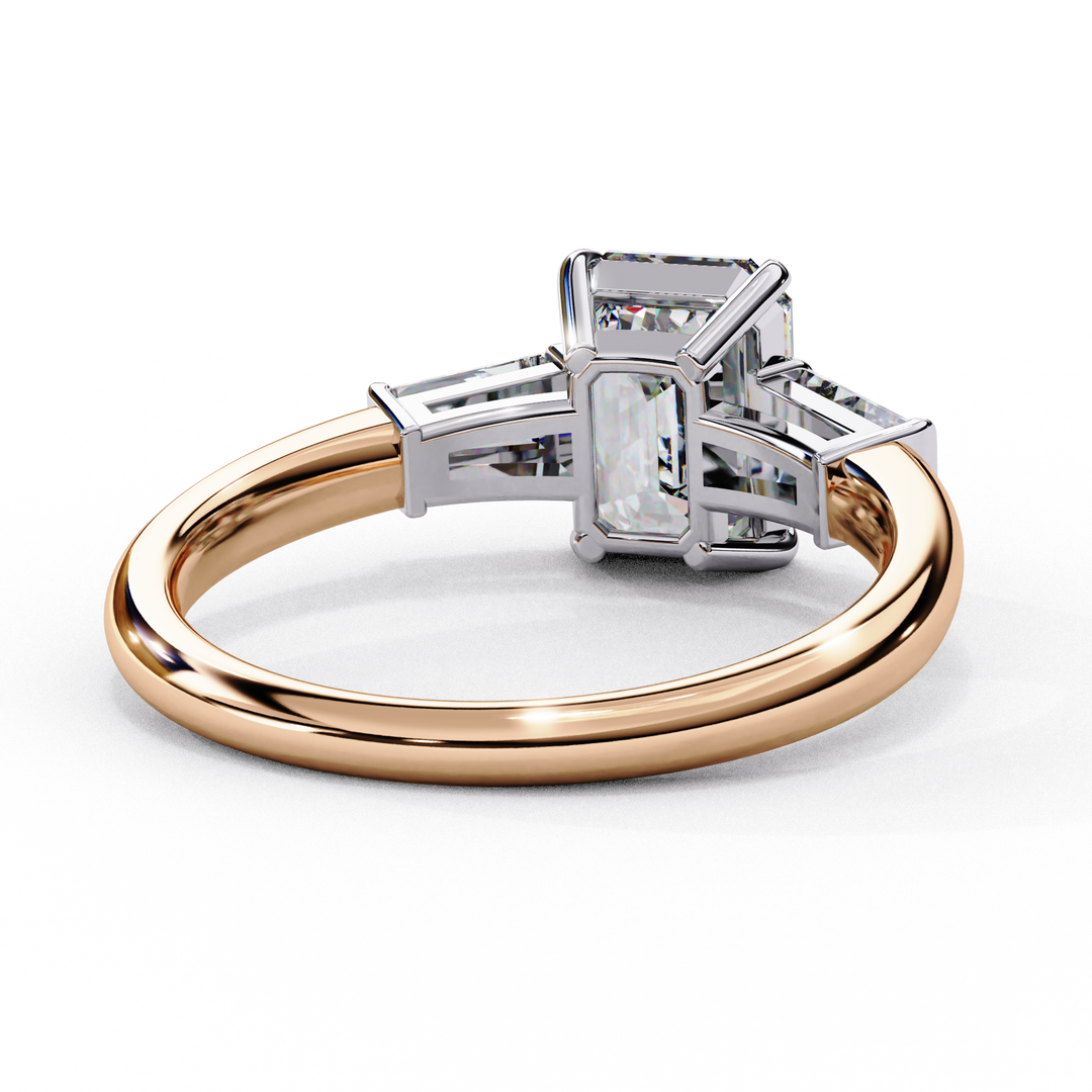 Emerald Cut Moissanite Engagement Ring | Baguette Side Stones