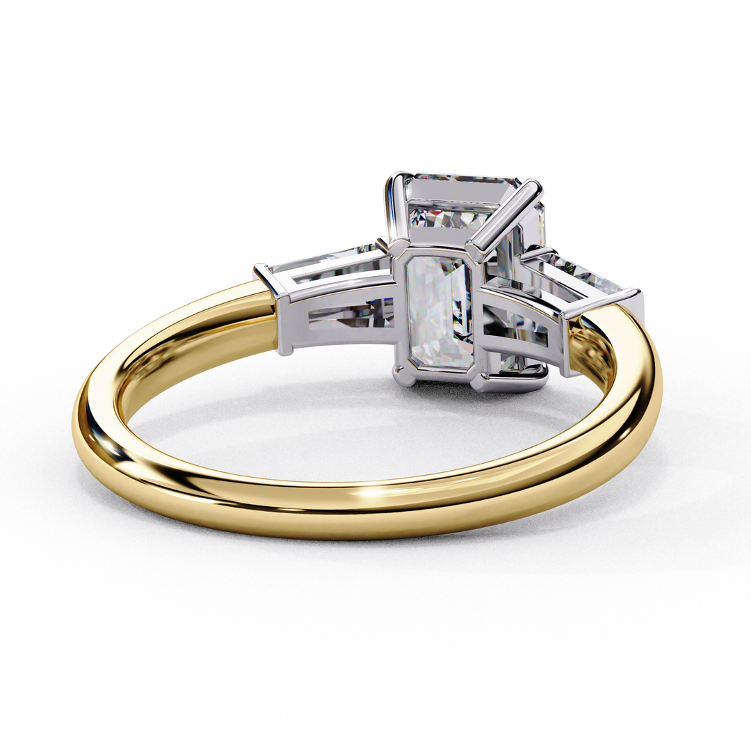 Radiant Cut Moissanite Engagement Ring with Baguette Side Stones
