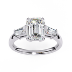 Load image into Gallery viewer, Emerald Cut Moissanite Engagement Ring | Baguette Side Stones
