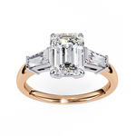 Load image into Gallery viewer, Emerald Cut Moissanite Engagement Ring | Baguette Side Stones
