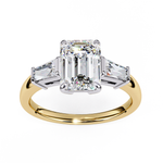 Load image into Gallery viewer, Emerald Cut Moissanite Engagement Ring | Baguette Side Stones
