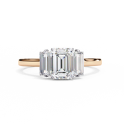 Emerald Cut Lab Grown Diamond Engagement Ring | Baguette Side Stones