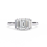Load image into Gallery viewer, Emerald Cut Lab Grown Diamond Engagement Ring | Baguette Side Stones
