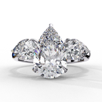 Load image into Gallery viewer, Pear Cut Moissanite Engagement Ring with Pear Side Stones
