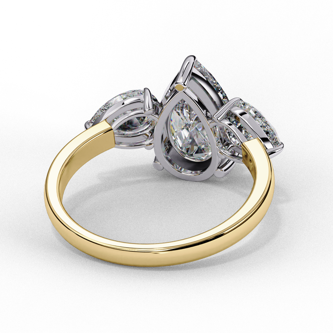 Pear Cut Moissanite Engagement Ring with Pear Side Stones