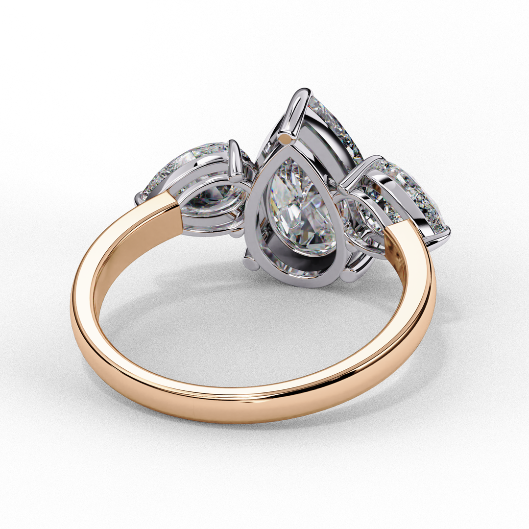 Pear Cut Moissanite Engagement Ring with Pear Side Stones