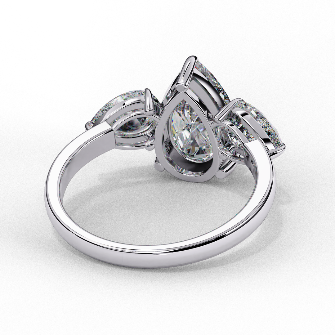 Pear Cut Moissanite Engagement Ring with Pear Side Stones