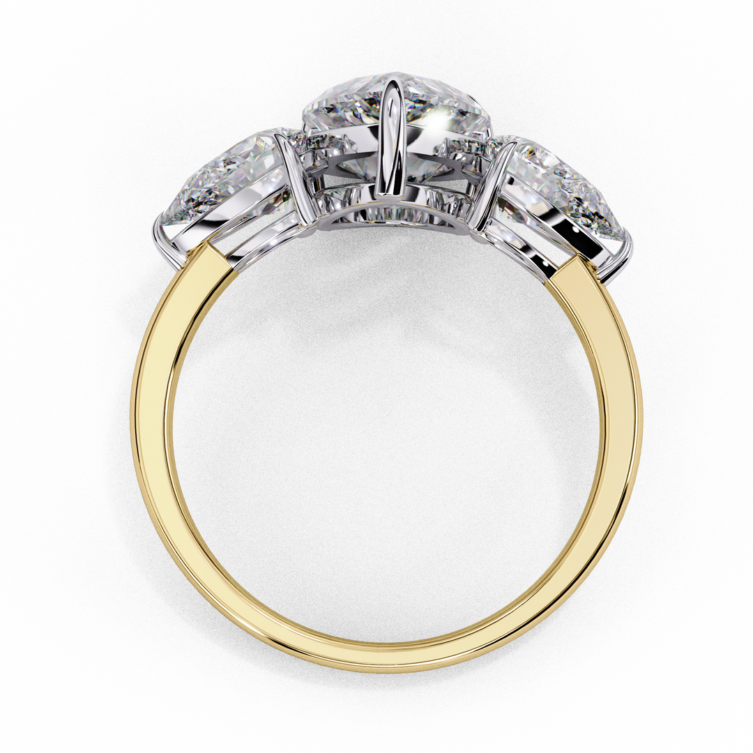 Pear Cut Moissanite Engagement Ring with Pear Side Stones