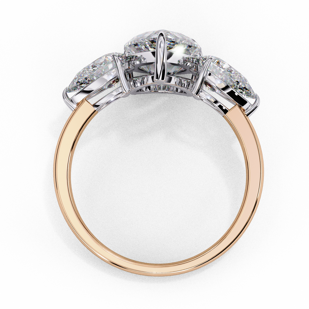 Pear Cut Moissanite Engagement Ring with Pear Side Stones