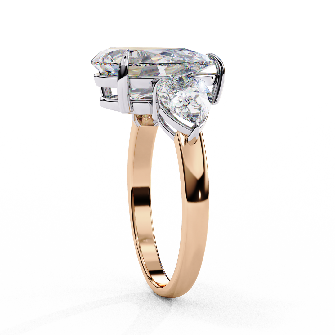 Pear Cut Moissanite Engagement Ring with Pear Side Stones