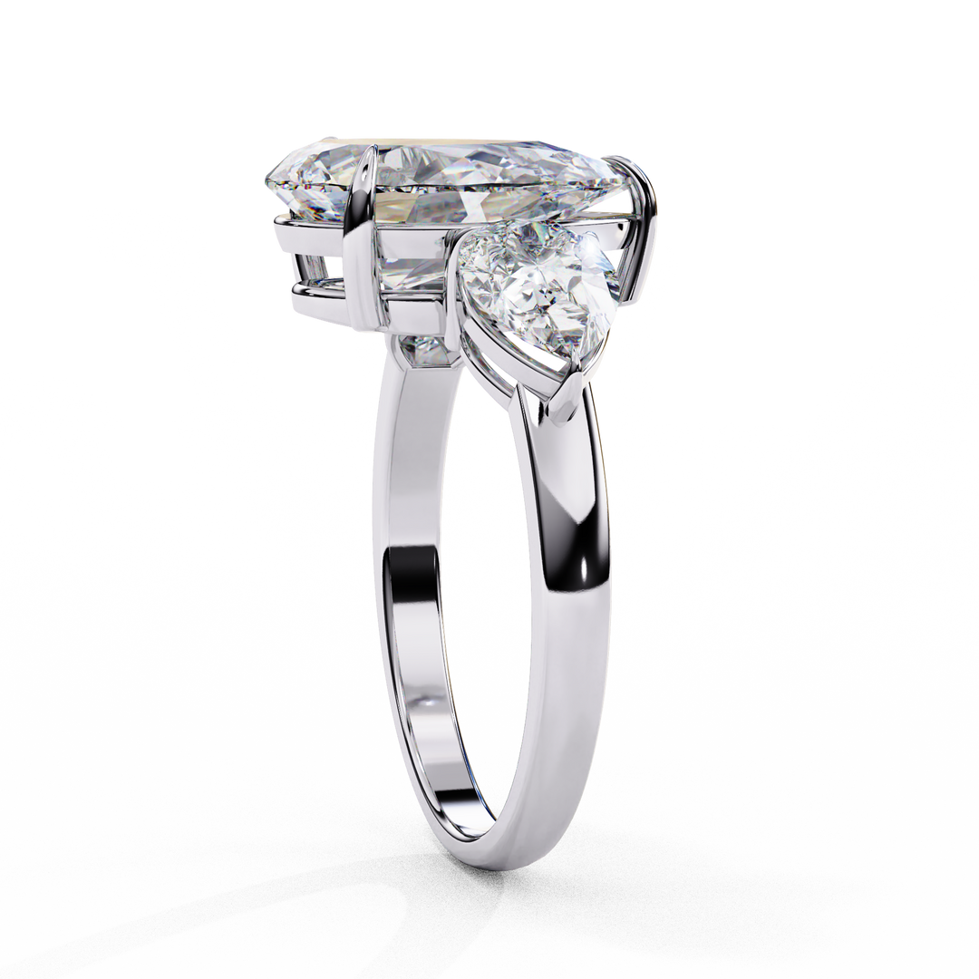 Pear Cut Moissanite Engagement Ring with Pear Side Stones