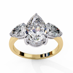 Load image into Gallery viewer, Pear Cut Moissanite Engagement Ring with Pear Side Stones
