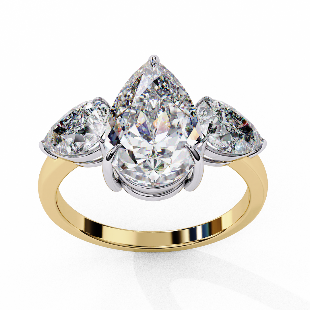 Pear Cut Moissanite Engagement Ring with Pear Side Stones