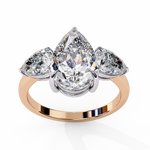 Load image into Gallery viewer, Pear Cut Moissanite Engagement Ring with Pear Side Stones
